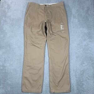 Eddie Bauer Mens Legend Wash Flannel Lined Chino Pants Tan Khaki 34x34 Classic